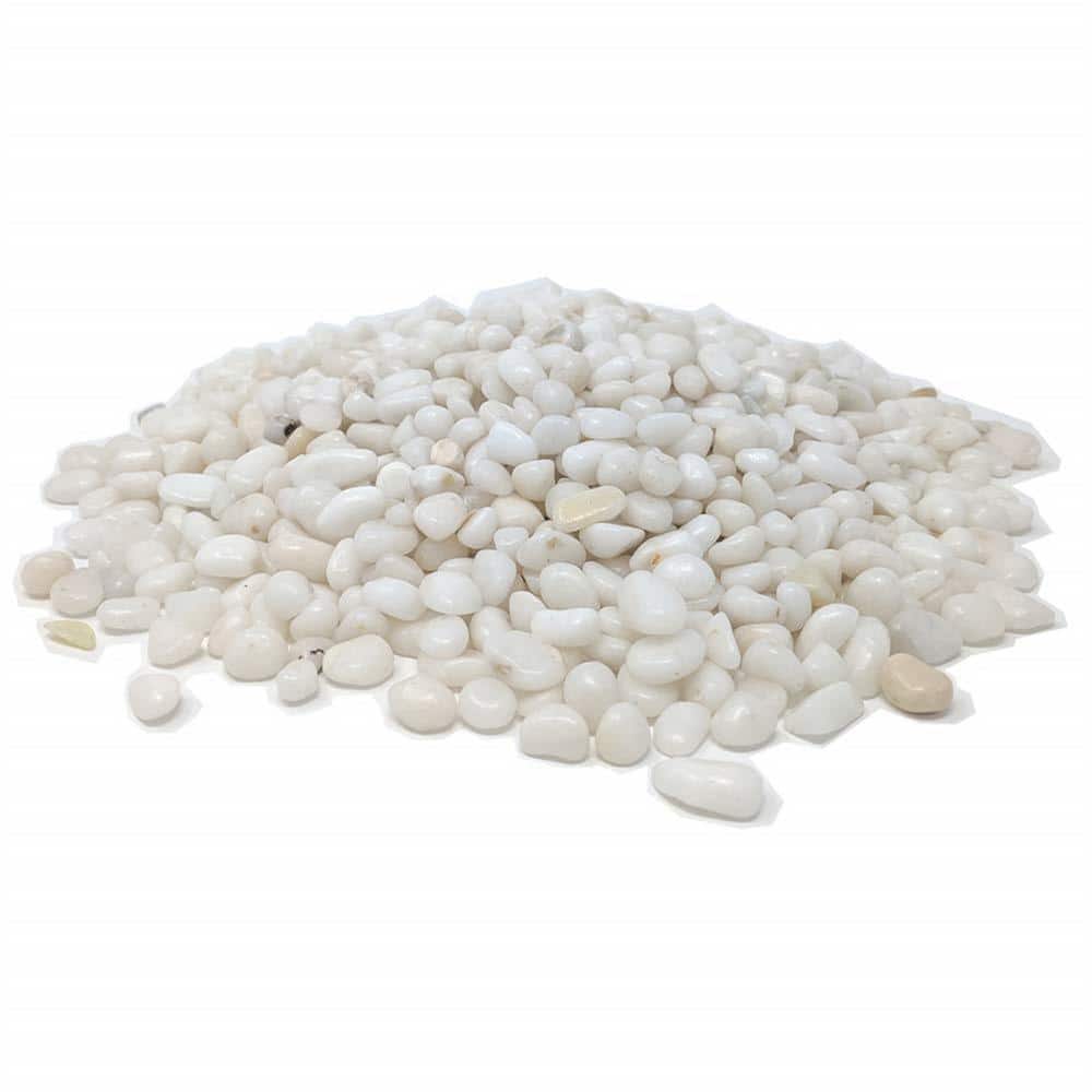 0.1 cu. ft. White Small Polished Pebbles 2 lbs. 3/8 in.-1/2 in. Size Landscape Rocks - Hercitys
