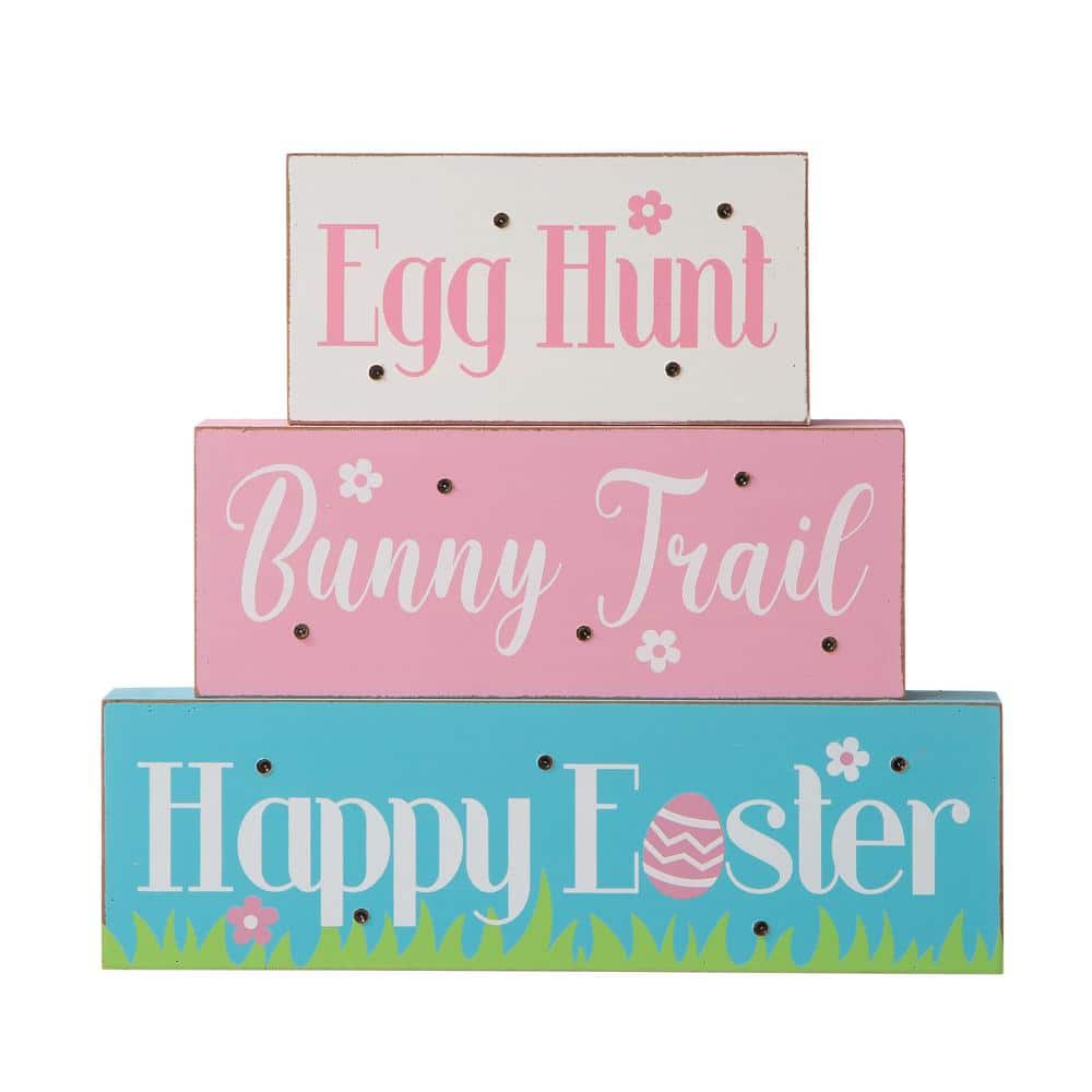 10.5 in. H Wooden/Metal Easter LED Lighted Block Word Sign (14-Bulbs) - Hercitys