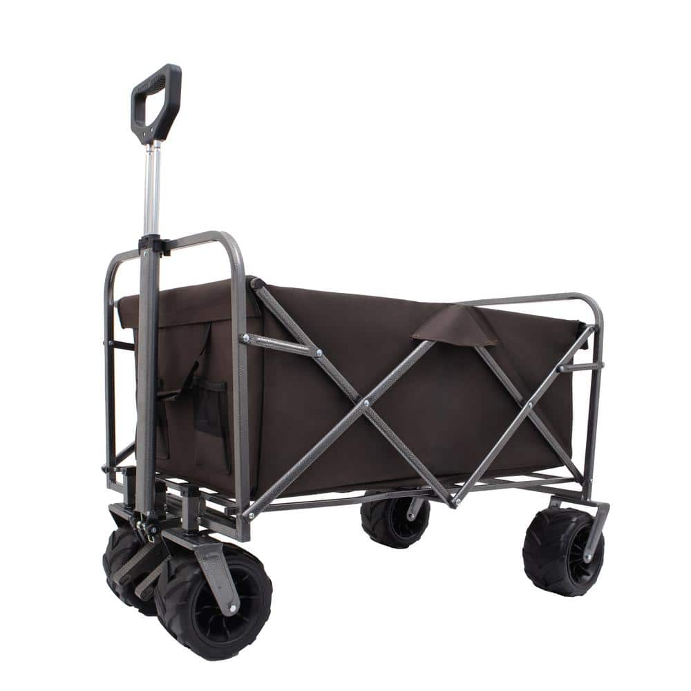22.69 cu. ft. Steel Garden Cart, Portable Foldable Wagon with Wheels, Foot Brake for Beach, Camping, and Outdoor Utility - Hercitys