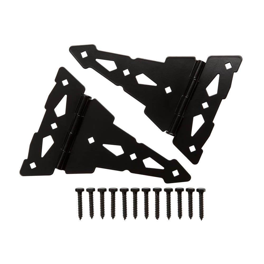 (2-Pack) 10 in. Black Heavy-Duty Decorative Tee Hinge - Hercitys