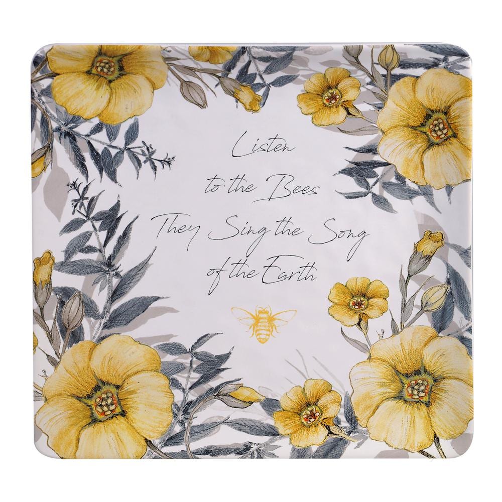 12.5 in. Bee Sweet Square Multicolored Platter - Hercitys