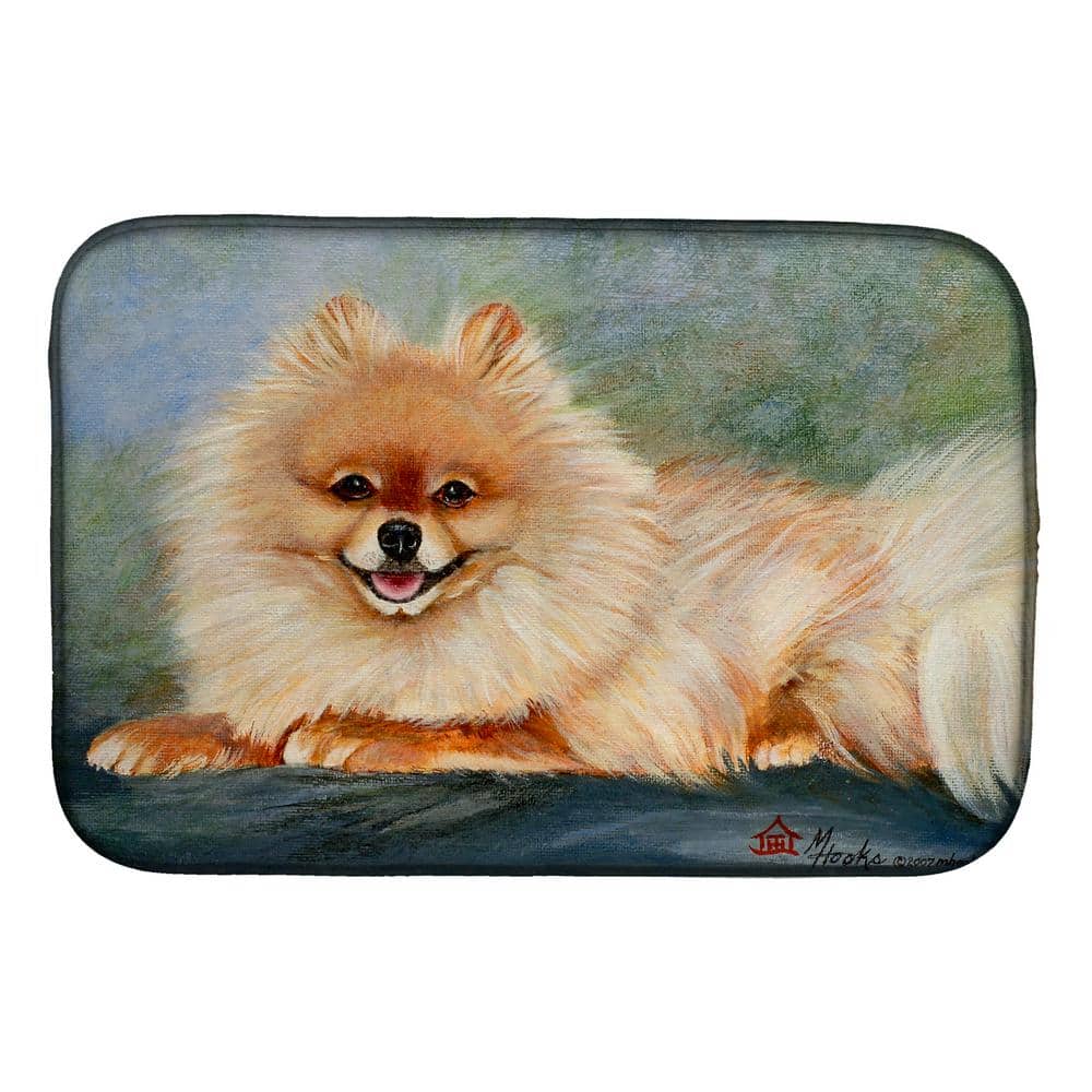 14 in. x 21 in. Multi-Color Pomeranian Full Body Dish Drying Mat - Hercitys