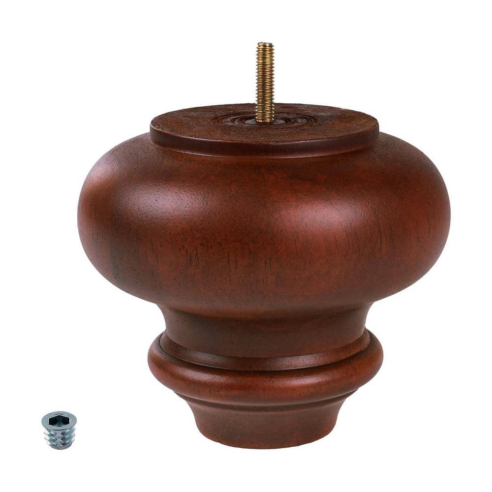 5-1/8 in. x 6 in. Stained Cherry Solid Hardwood Round Sofa Leg 1-Pack - Hercitys