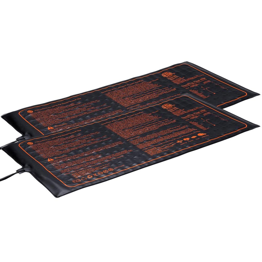 2-Pack Seedling Heat Mat 10 in. x 20.75 in. MET-Certified Hydroponic Plant Heating Pad for Seed Starting, Black - Hercitys