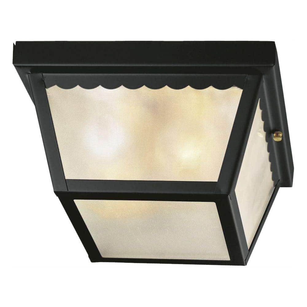 2-Light Matte Black Outdoor Flush Mount Light - Hercitys