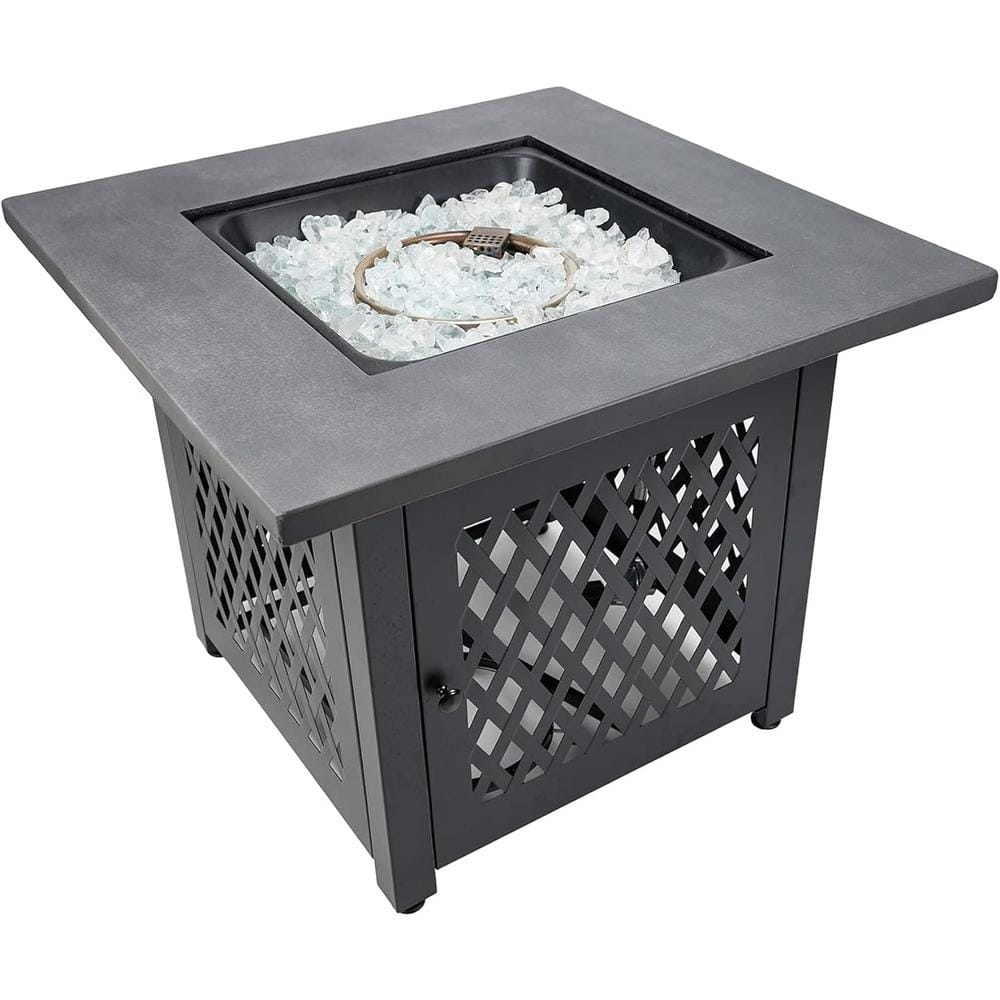 30 in. W x 24 in. H Square Metal Brown and Black Fire Pit Table - Hercitys