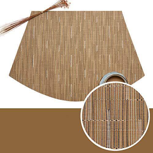 17.70 in. x 11.80 in. Tan Polyester Round Table Placemats, Heat Resistant (Set of 4) - Hercitys