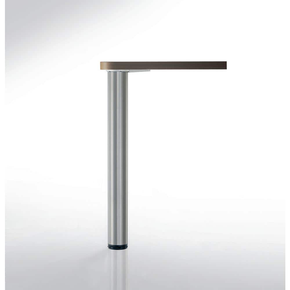 34 1/4 in. (870 mm) Brushed Nickel Metal Round Table Leg with Leveling Glide - Hercitys