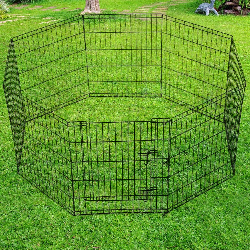 24 in. H 8-Panels Outdoor Indoor Metal Puppy Dog Fence Garden Fence Pet Dog Playpen - Hercitys