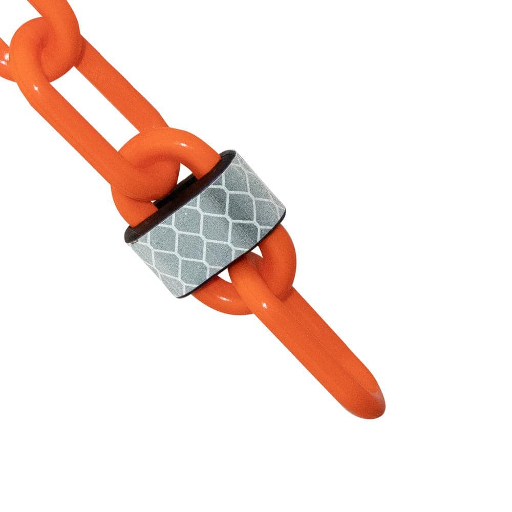 2 in. (#8,51 mm) x 100 ft. Traffic Orange Reflective Plastic Barrier Chain - Hercitys