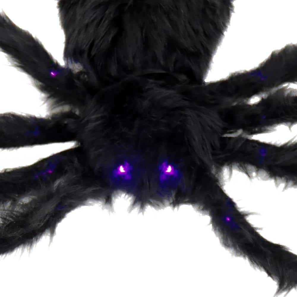 50 in. Halloween Spider Hanging Decor with Purple Lit LED Eyes-Battery Operated - Hercitys