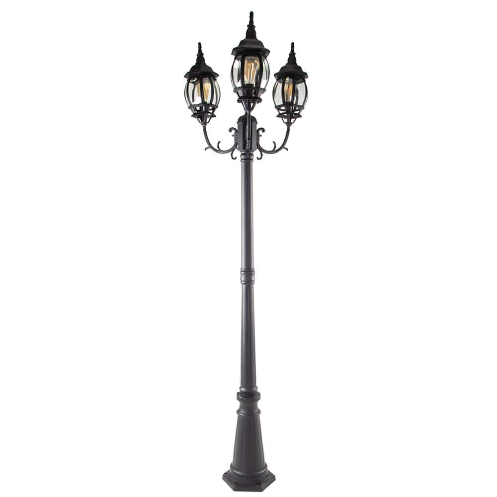 3-Head Black Outdoor Post Light - Hercitys