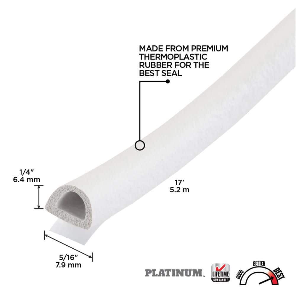 1/4 in. x 5/16 in. x 17 ft. White Premium Thermoplastic Rubber Platinum Window Seal for Medium Gaps - Hercitys