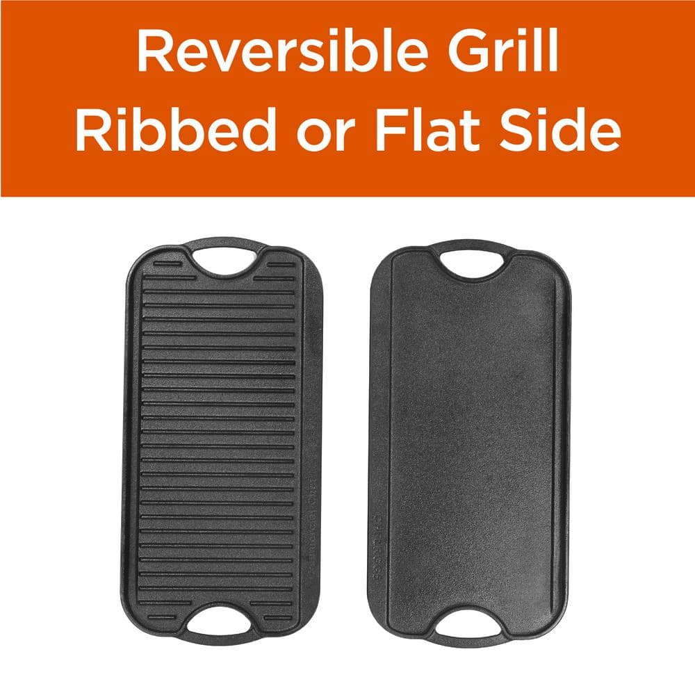 20.9 in. Pre-Seasoned Cast Iron Reversible Grill Griddle - Hercitys