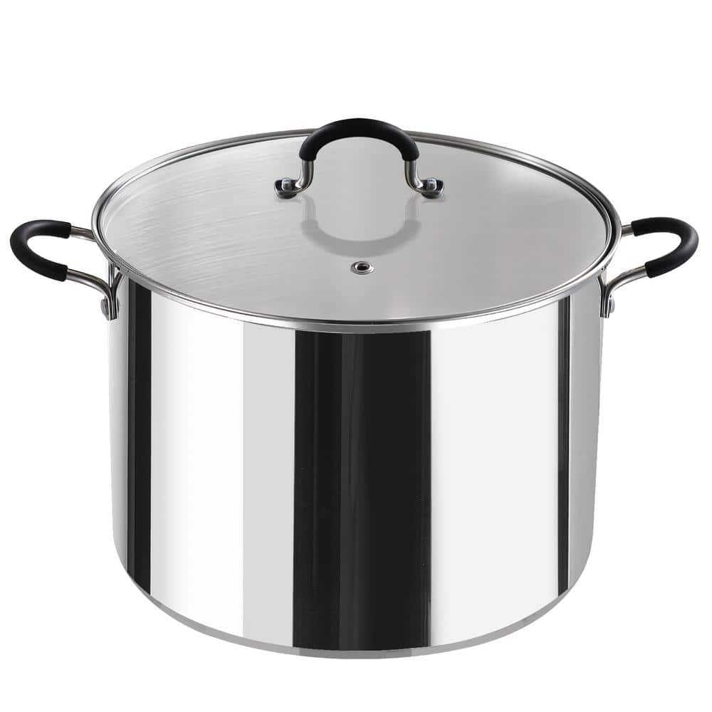 20 qt. Stainless Steel Stock Pot with Glass Lid - Hercitys