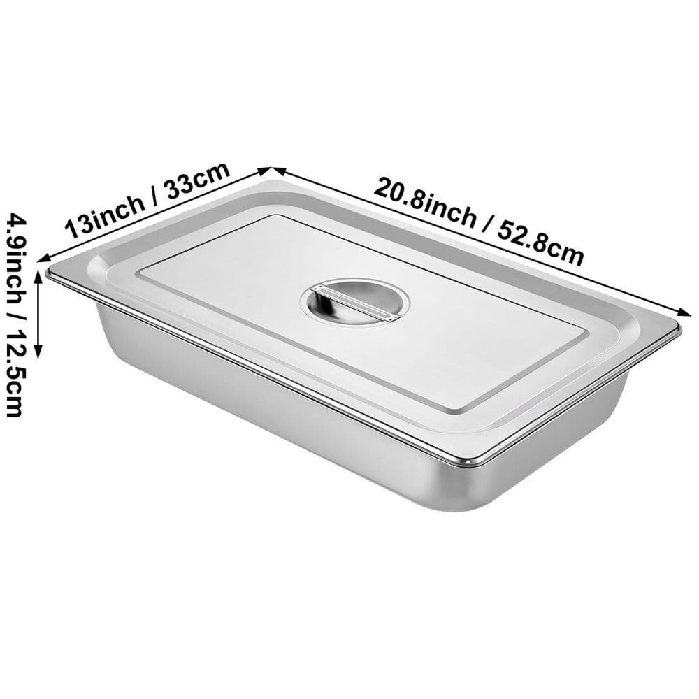 13.7 qt. Stainless Steel Hotel Pan 20.9 x 12.8 x 3.9 in. Roasting Pan with Lid Hotel Pans Full Size Deep (4-Pack) - Hercitys