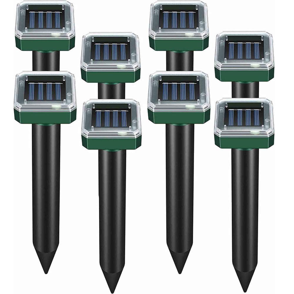 10 in. x 2 in. Solar Mole Repellent Ultrasonic Repellent Powered – 8 Pack - Hercitys