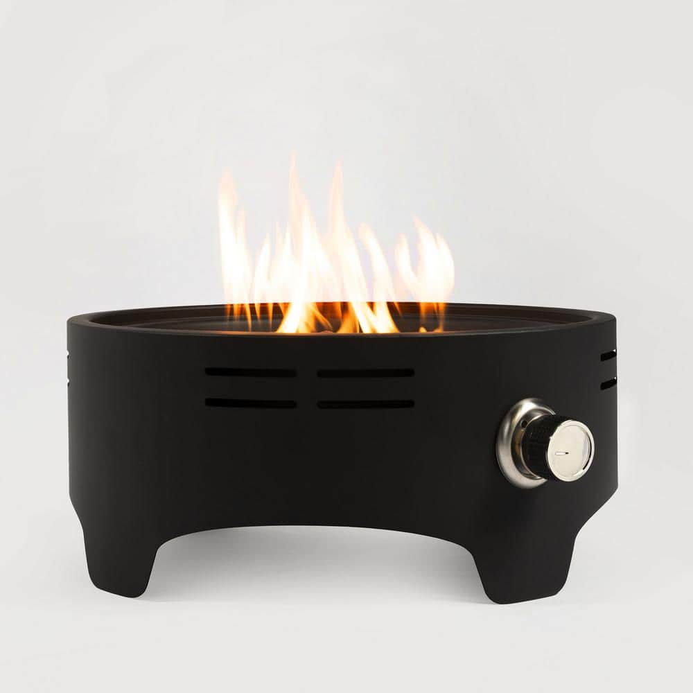 15 in. Black Retangular Steel Portable Propane Fire Pit with Cooking Support Tabletop Fire Pit - Hercitys