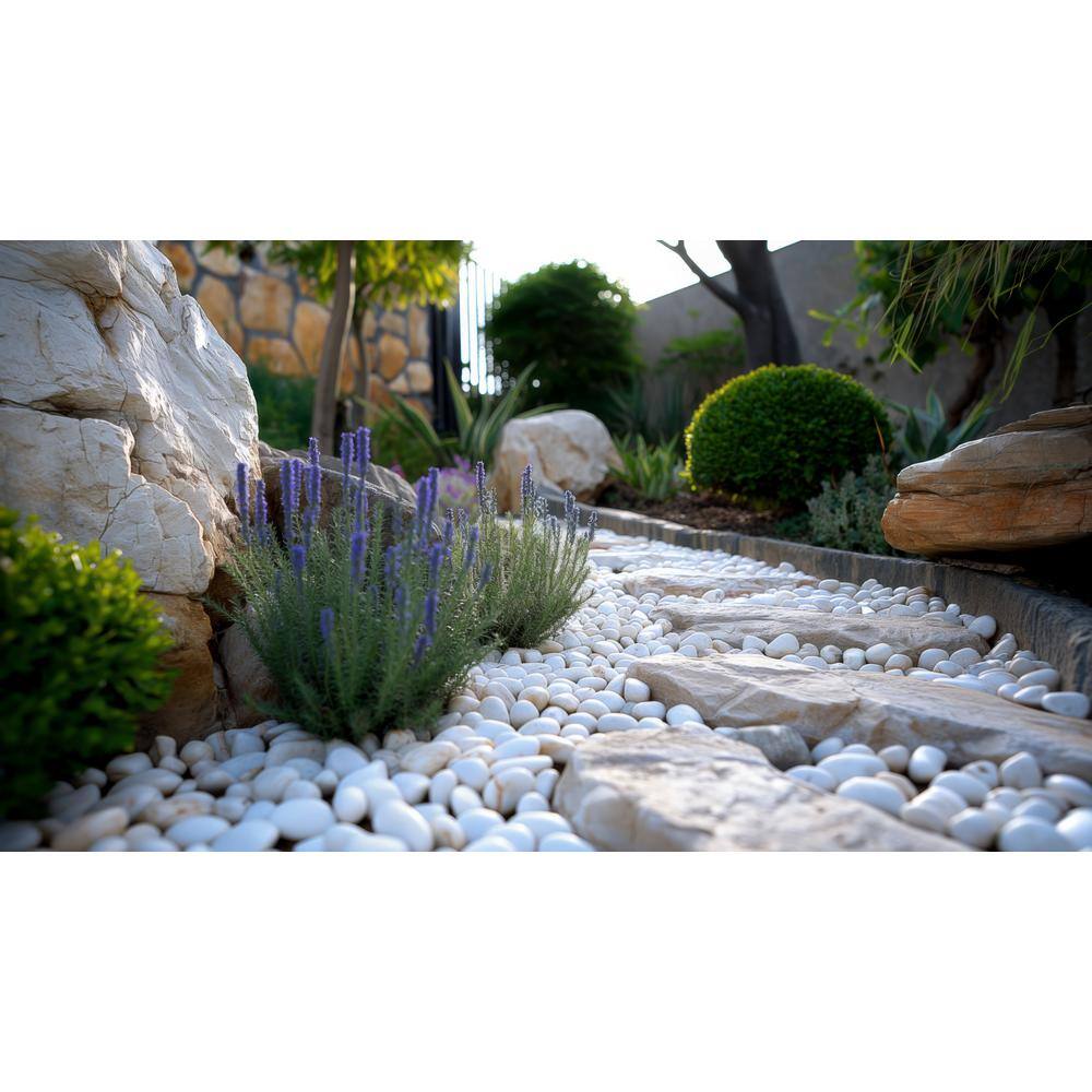 0.40 cu. ft. 0.25 in. to 0.75 in. 30 lbs. Grade A White Polished River Pebbles - Hercitys