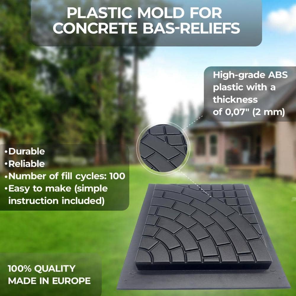 15 in. x 15 in. x 3 in. Square Black Molds Concrete Decorative Plastic Set Plastic Pavers 4-Piece - Hercitys