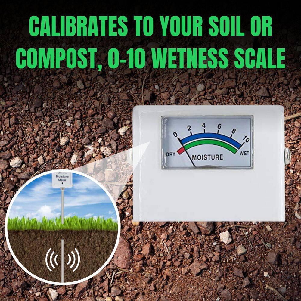 15 in. Garden and Compost Moisture Meter, Garden Tool Ideal for Soil, Plant, Farm and Lawn Moisture Testing - Hercitys