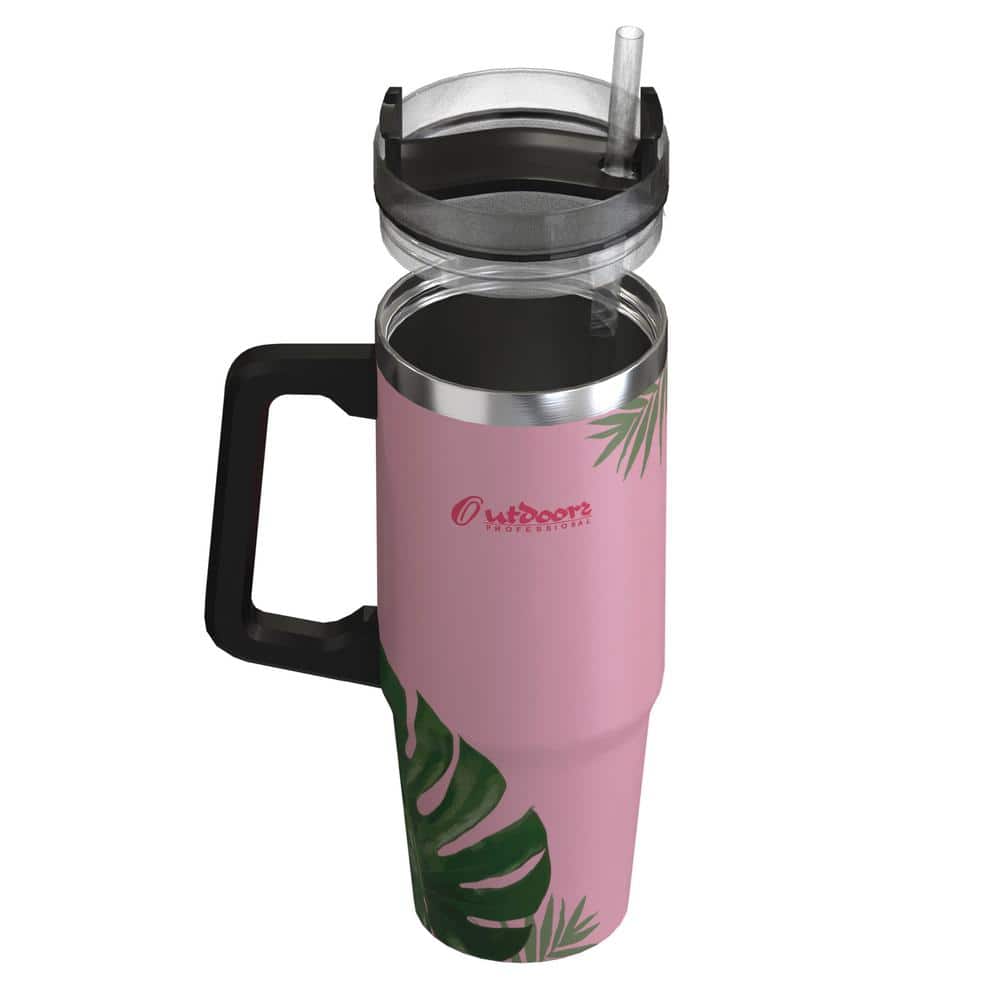 30 oz. Double-Walled Insulated Tropical Pink Stainless Steel Tumbler - Hercitys