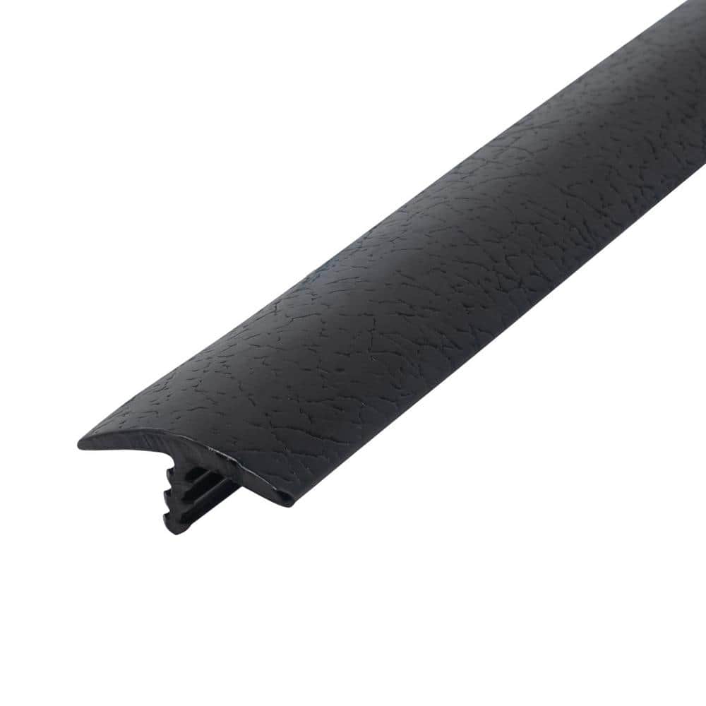 1-1/4 in. Black Leatherette Polyethylene Center Barb Hobbyist Pack Bumper Tee Moulding Edging 25 ft. Long Coil - Hercitys