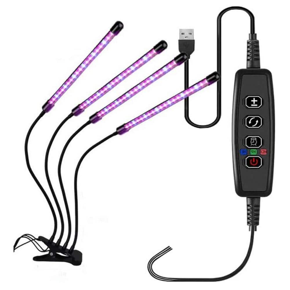 40-Watt 4 LED Grows Plants Lights 2G7 for Full Spectrum Plant Lights with Auto On/Off Timer, 4 Heads Clip On and 3 Modes - Hercitys