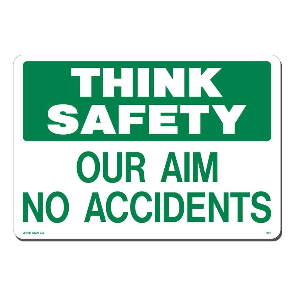 14 in. x 10 in. Think Safety Sign Printed on More Durable, Thicker, Longer Lasting Styrene Plastic - Hercitys