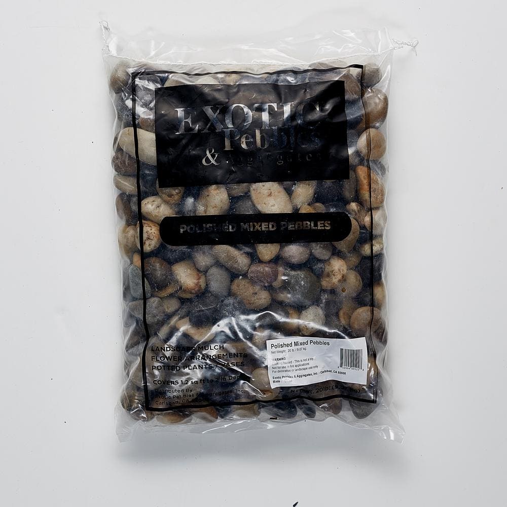 3/4 in. to 1.5 in. Polished Mixed Pebbles (20 lbs. Bag) - Hercitys