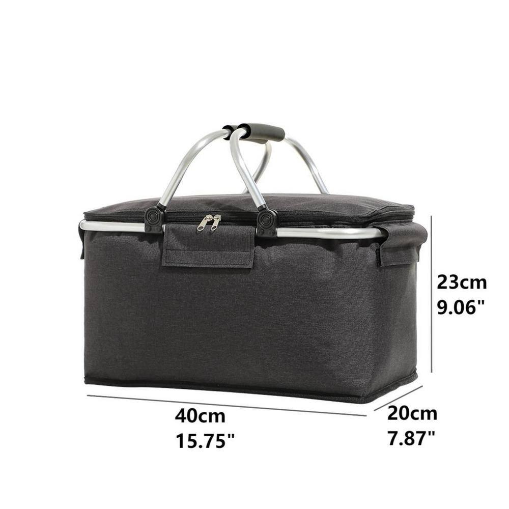 20 qt. Large Insulated Foldable Soft-Side Cooler Bag for Camping, Picnic, Travel in Black - Hercitys