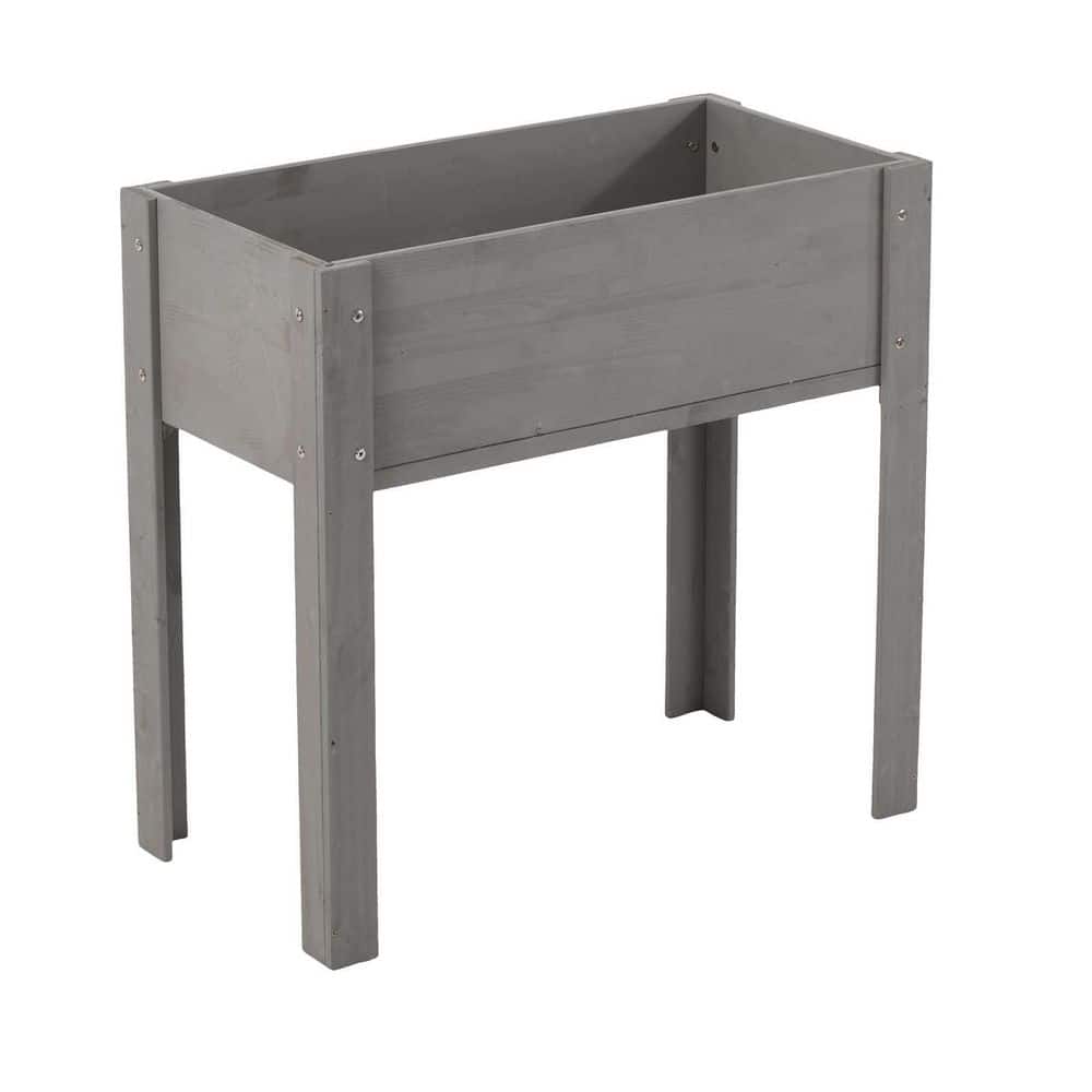 29 in. x 14 in. x 8.5 in. Wood Raised Garden Bed, Elevated Planter Box Standing Growing Bed, Gray - Hercitys