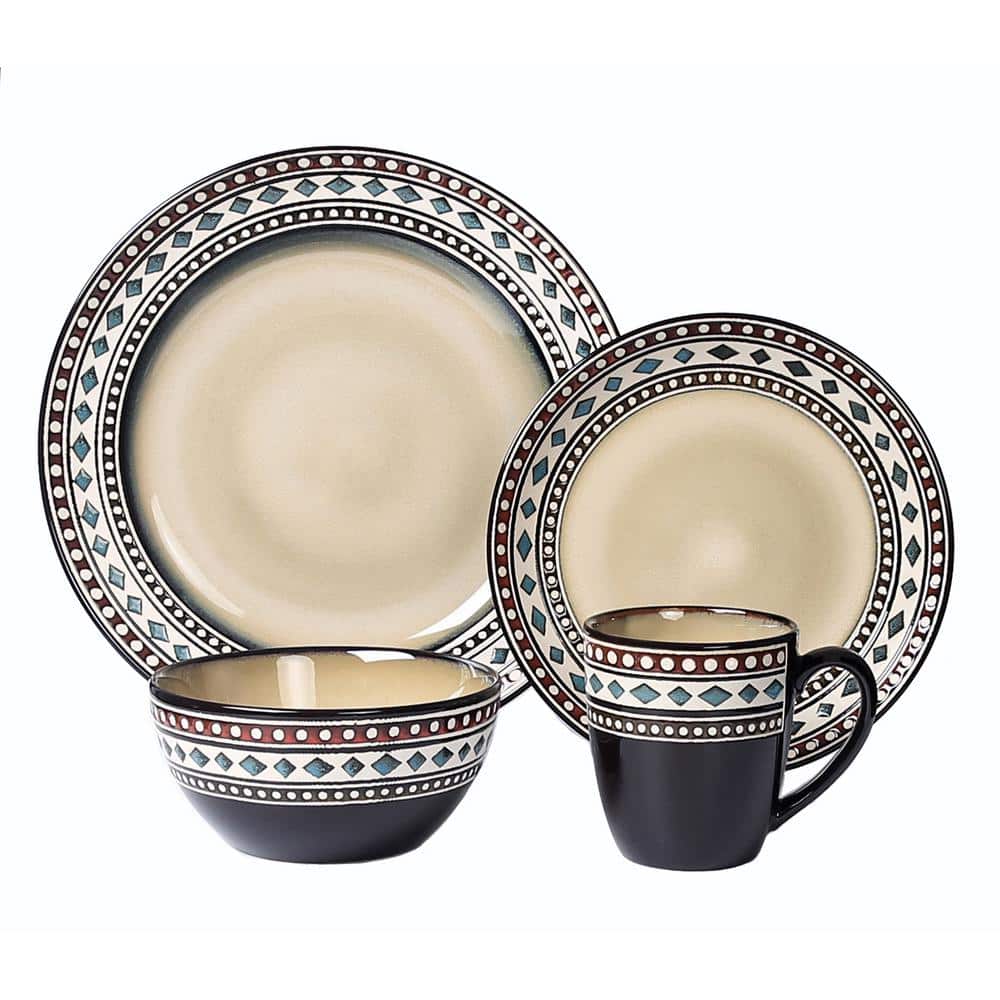 16-Piece Casual Neutral Stoneware Dinnerware Set (Service for 4) - Hercitys