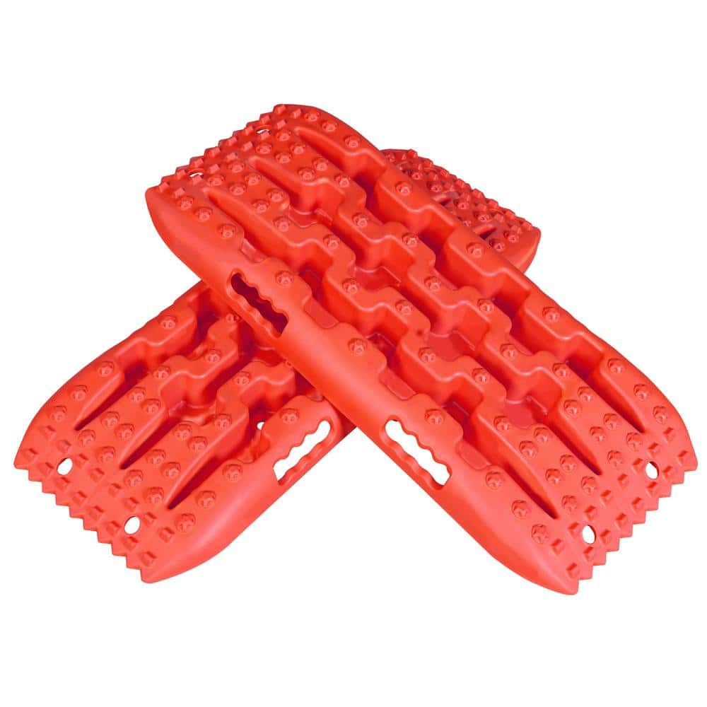 27 in. Off-Road Traction Boards, Recovery Tracks, and Traction Mat Set: Ideal for Snow, Mud and Sand Rescue, Red - Hercitys
