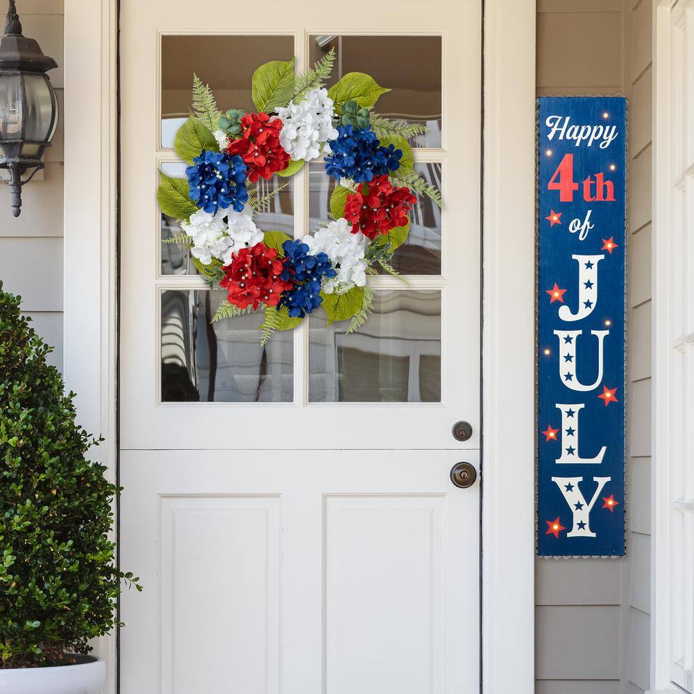 22 in. H Patriotic/Americana Hydrangea Wreath - Hercitys