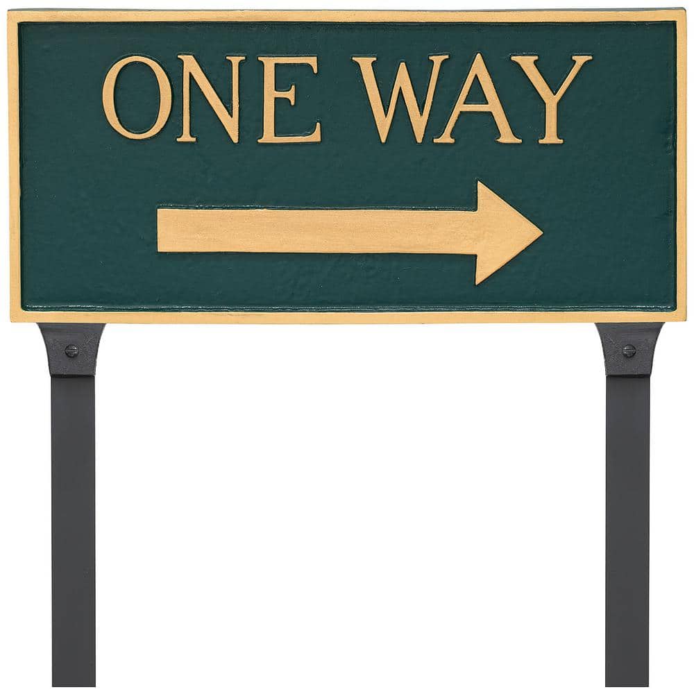 10.25 in. x 21 in. Large Rectangle Right One Way Statement Plaque Sign with Lawn Stakes – Green/Gold - Hercitys