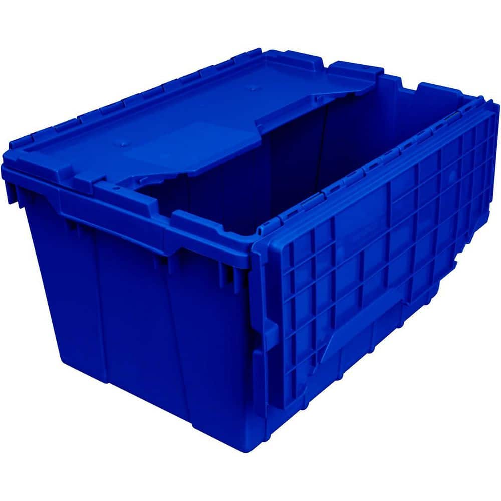 12 Gal. Attached Lid Container in Blue (6-Pack) - Hercitys