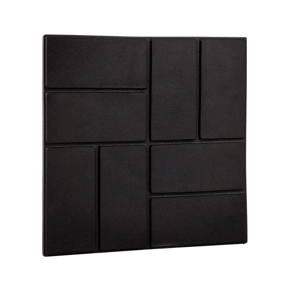 15.5 in. x 15.5 in. Square Black Cobblestone/Brick Dual-Sided 100% Recycled Rubber Paver (6-pack) - Hercitys