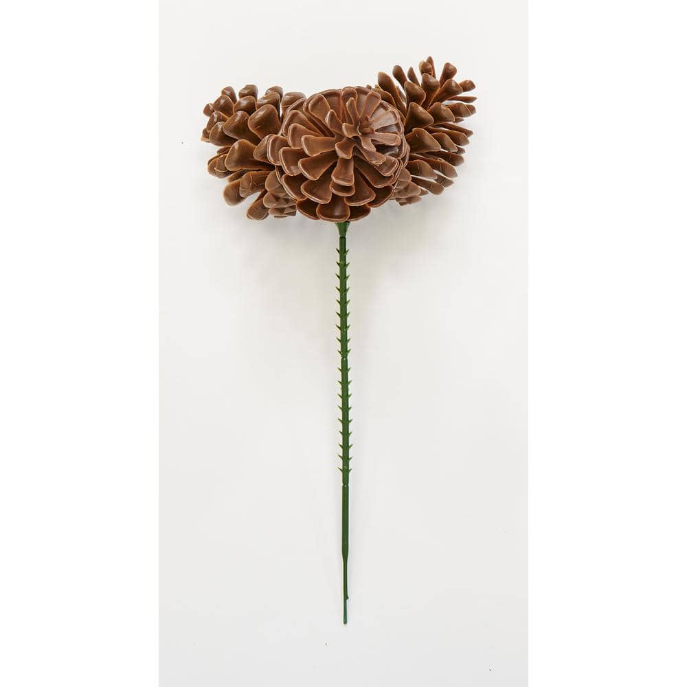 2.3 in. Plastic Pine Cone x 3 on a Christmas Wreath Pick Arrangement, Set of 12 - Hercitys