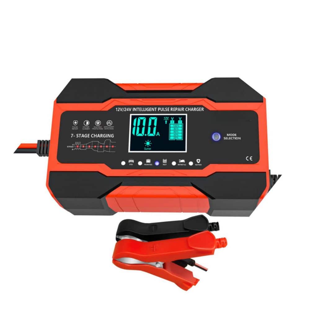 10-Amp Smart Battery Charger 12V 24V with Temp Compensation Trickle Desulfator for Car Boat Use - Hercitys