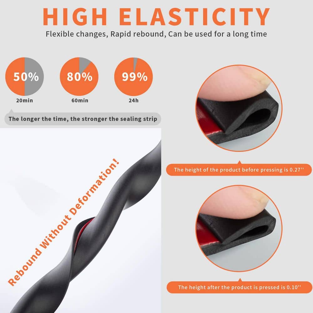 312 in. x 26 ft. x 0.5 in. x 1 in. Flexible, Weather-Resistant, Durable Black Rubber Edging 1-Pack for Car Doors, Glass - Hercitys