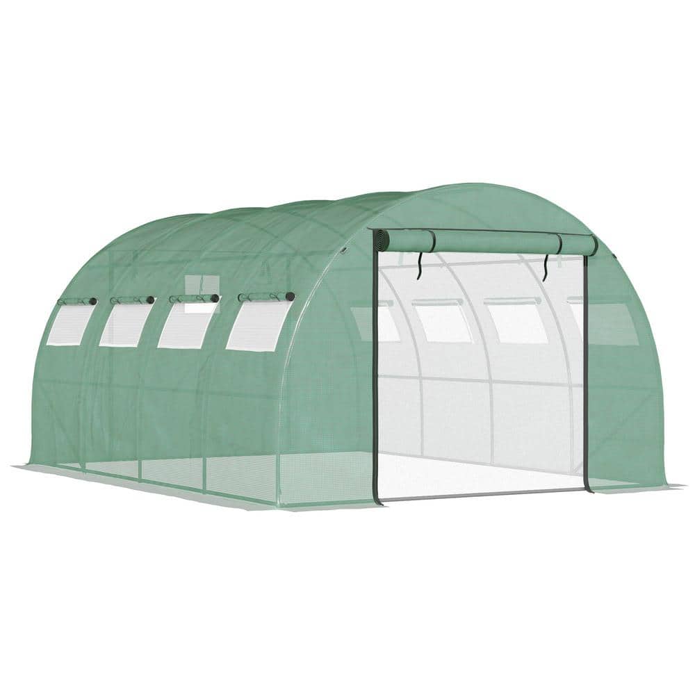 156 in. W x 116.4 in. D x 78 in. H Green Walk-In Greenhouse - Hercitys