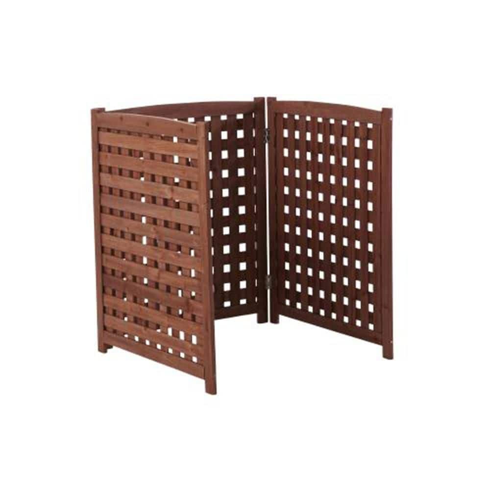 3-Panel Outdoor Air Conditioner Privacy Fence Screen-32 in. x 38 in. Wood Outdoor Enclosure for Air Conditioning Units - Hercitys