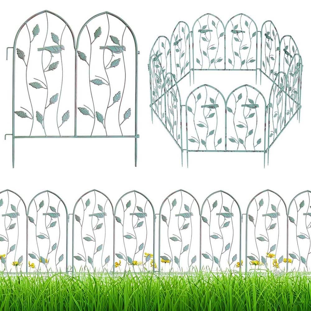 23 in. x 20 in. Vintage Metal Arched Decorative Garden Fence Panels Patio Landscape Pathway Edge Border (6-Pack) - Hercitys