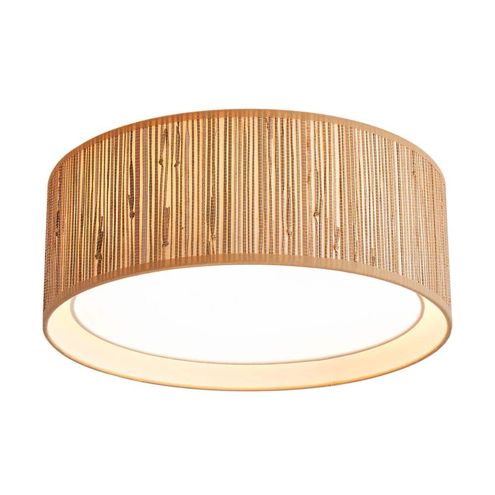 15.7 in. 3-Light Flush Mount with Fabric Shade and No Bulbs Included - Hercitys