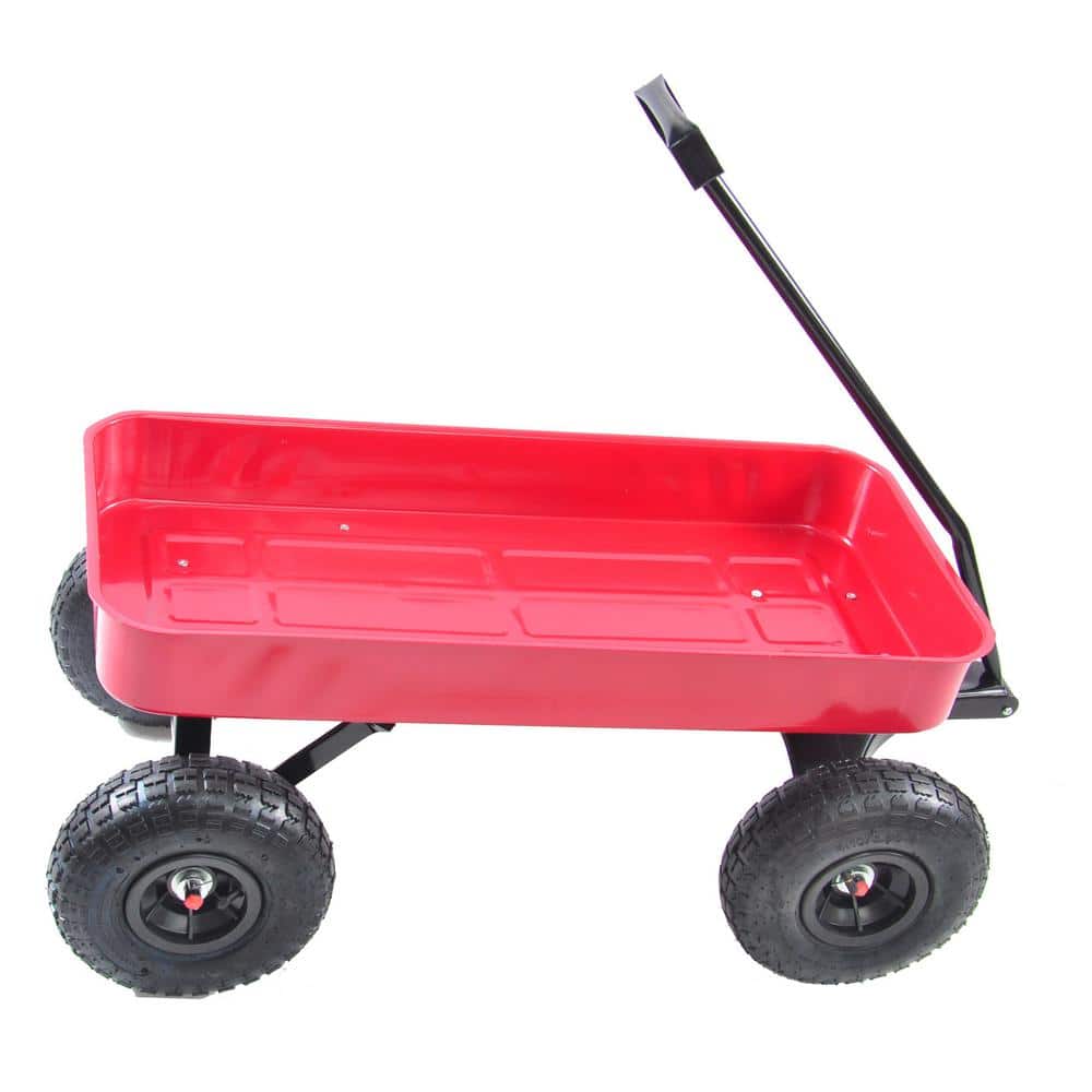 1.1 cu. ft. 176 lbs. Capacity Steel Frame Wagon Heavy-Duty Push Hand Dump Garden Cart with 10 in. Pneumatic Tires - Hercitys