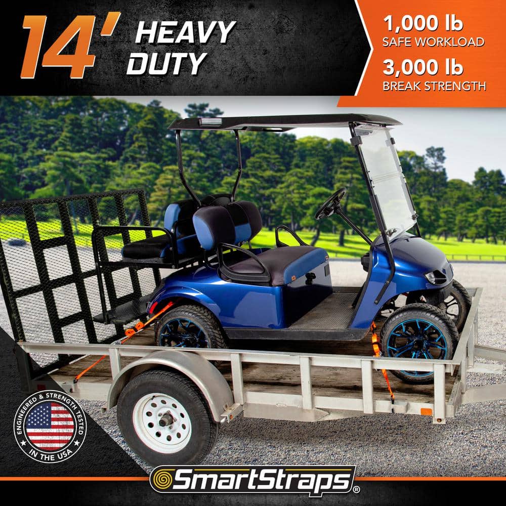 14 ft. Orange RatchetX Tie Down Straps with 1,000 lb. Safe Work Load – 4 pack - Hercitys