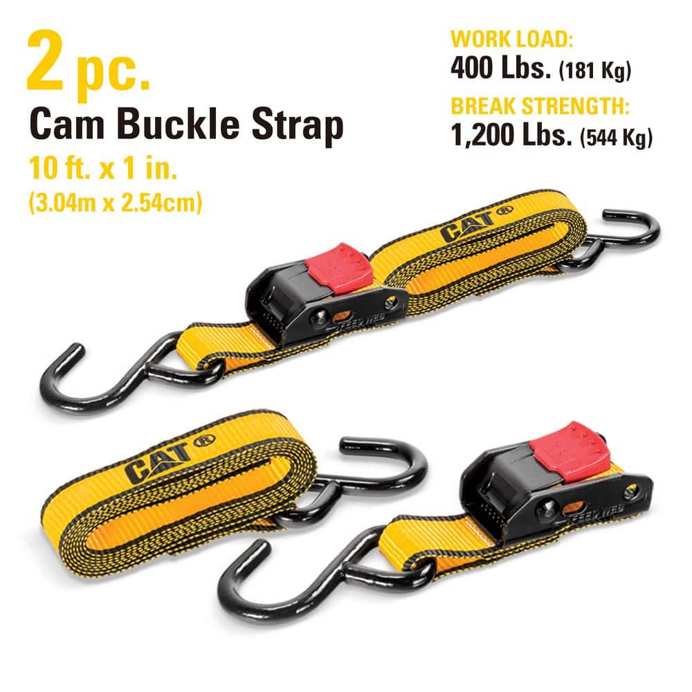 10 ft. x 1 in. Cambuckle Tie-Down Straps 400 lbs. (2-Pack) - Hercitys