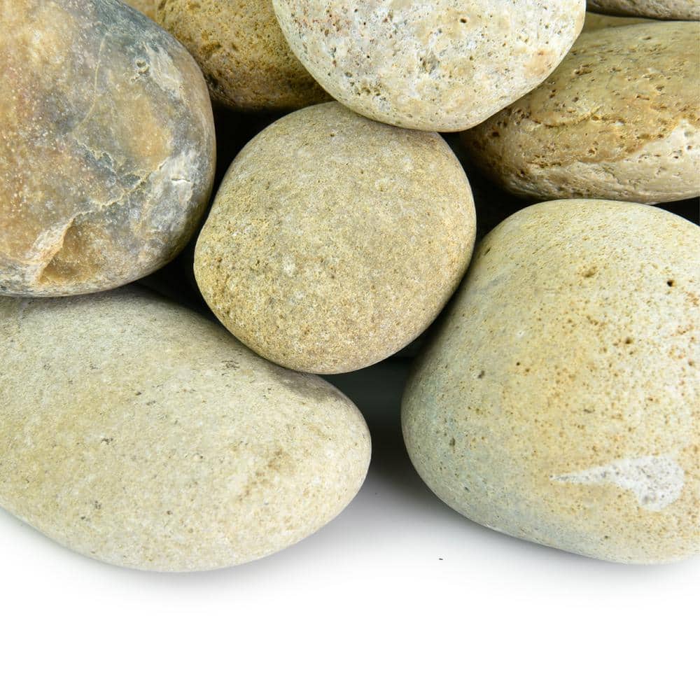 .25 cu. ft. 2 in. to 3 in. Buff Mexican Beach Pebbles Smooth Round Rock for Gardens, Landscapes and Ponds - Hercitys