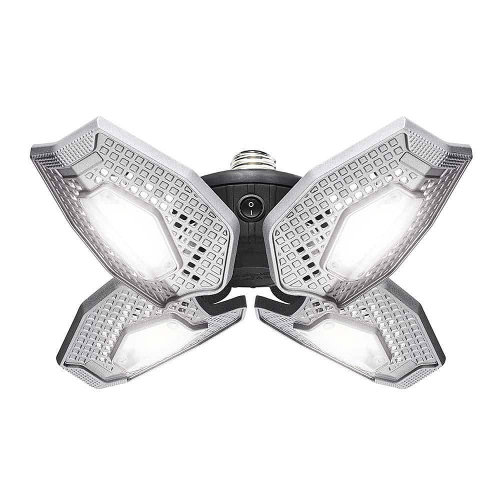 16 in. Black Single Pole 7500 Lumens 4 Panel LED Flush Mount Garage Light - Hercitys